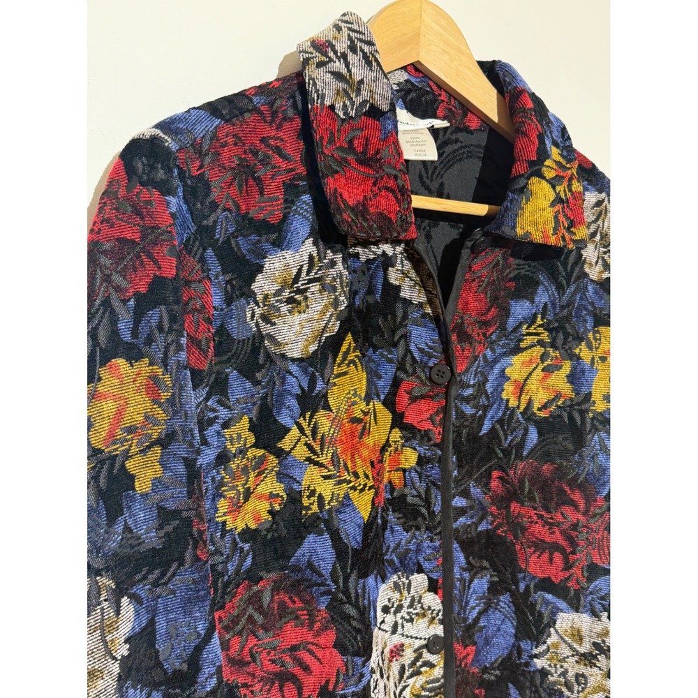 Cropped Floral Brocade Textured Layering  Jacket Dark Romantic Fall Whimsy 1X